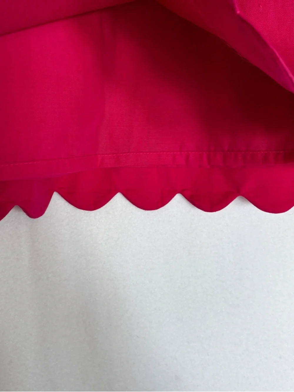 J. Crew Bright Pink Scalloped Mini Skirt Size 10 Elastic Waist Lined Linen - Picture 3 of 8